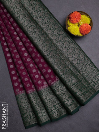 Maroon & Bottle Green Semi Chiniya Silk Saree