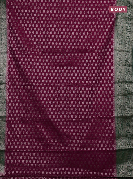 Maroon & Bottle Green Semi Chiniya Silk Saree