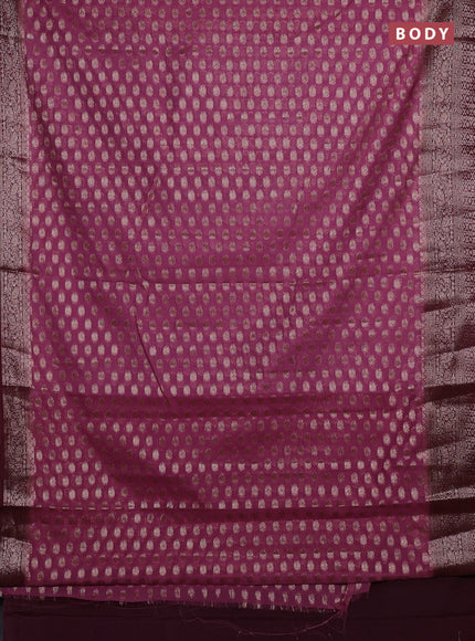 Mauve Pink & Wine Semi Chiniya Silk Saree