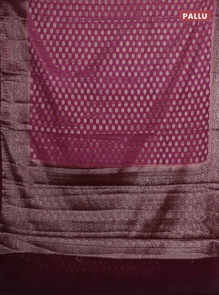 Mauve Pink & Wine Semi Chiniya Silk Saree