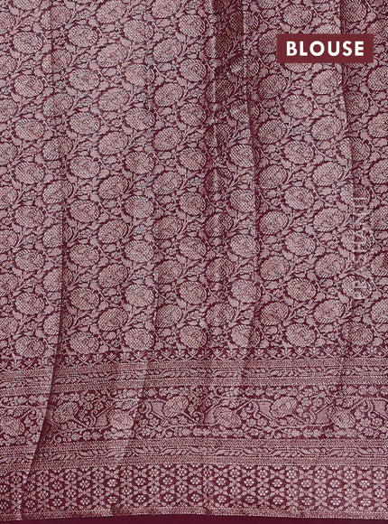 Mauve Pink & Wine Semi Chiniya Silk Saree