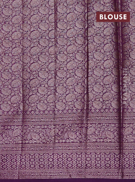 Mustard Yellow & Violet Semi Chiniya Silk Saree