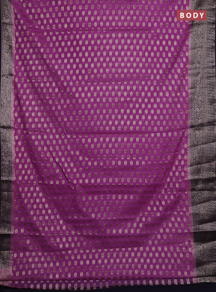 Lavender & Navy Blue Semi Chiniya Silk Saree