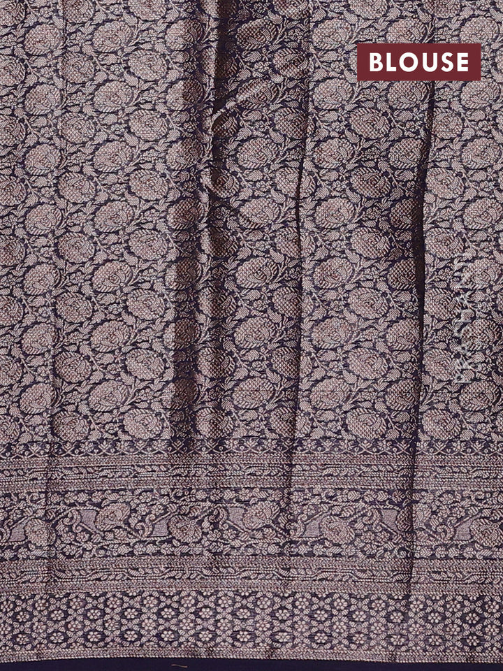 Lavender & Navy Blue Semi Chiniya Silk Saree