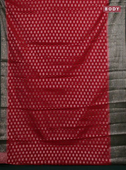 Red & Green Semi Chiniya Silk Saree