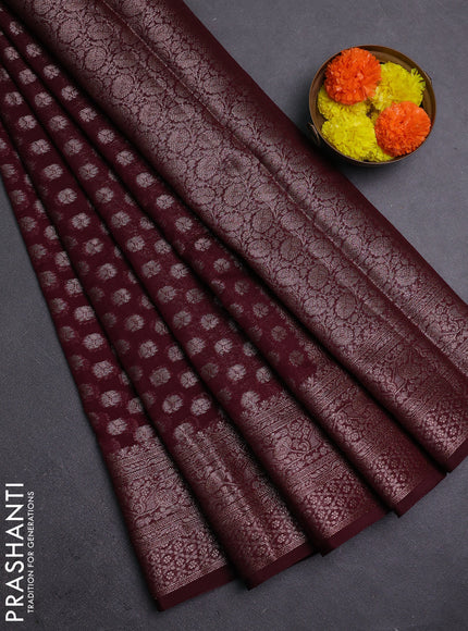 Wine Semi Chiniya Silk Saree