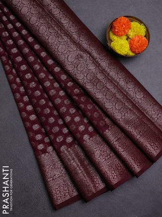 Wine Semi Chiniya Silk Saree