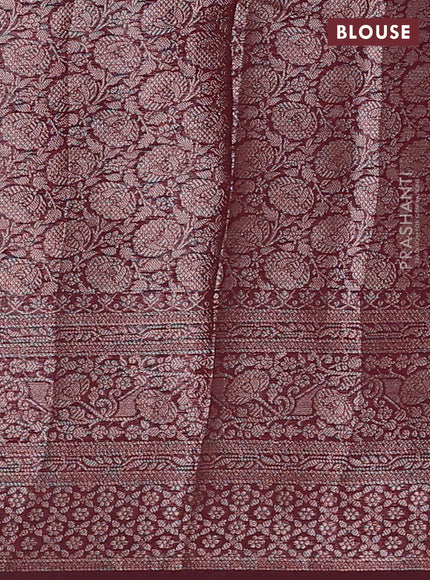 Wine Semi Chiniya Silk Saree