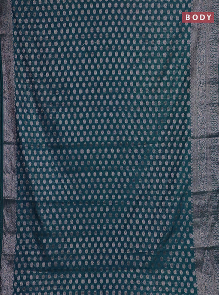 Peacock Blue Semi Chiniya Silk Saree