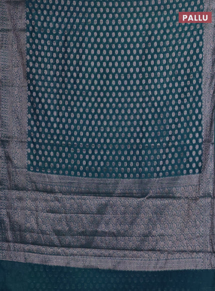 Peacock Blue Semi Chiniya Silk Saree