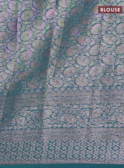 Peacock Blue Semi Chiniya Silk Saree