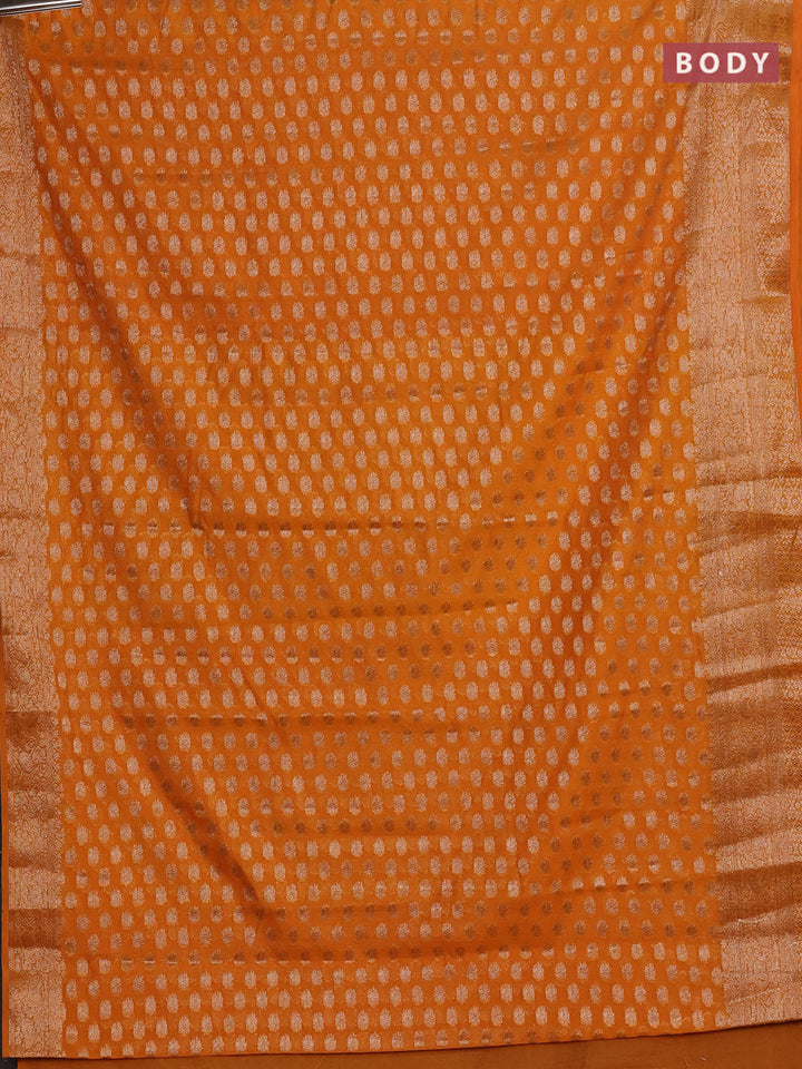 Mango Yellow Semi Chiniya Silk Saree