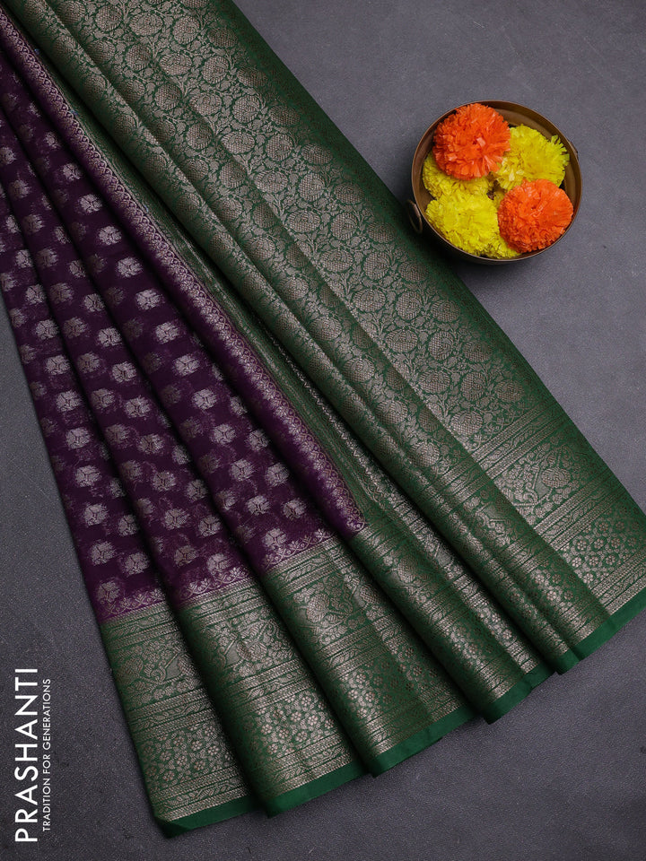 Violet & Green Semi Chiniya Silk Saree