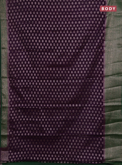 Violet & Green Semi Chiniya Silk Saree