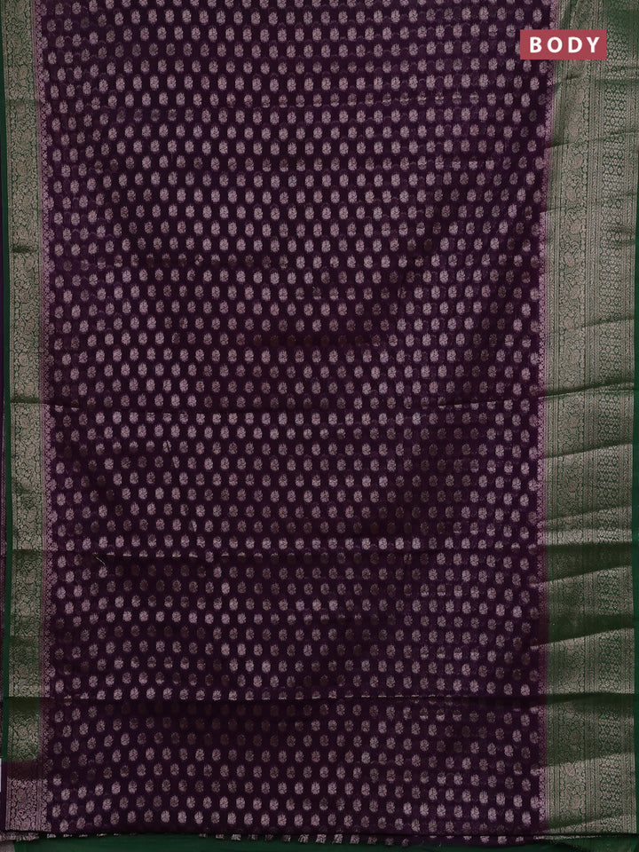 Violet & Green Semi Chiniya Silk Saree