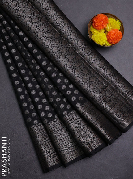 Black Semi Chiniya Silk Saree