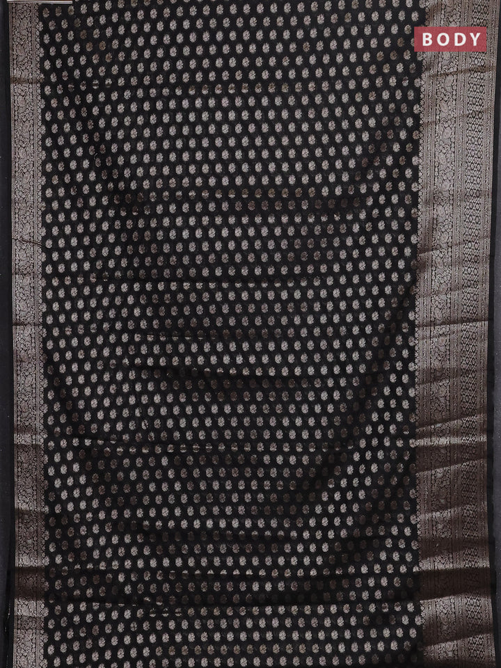 Black Semi Chiniya Silk Saree