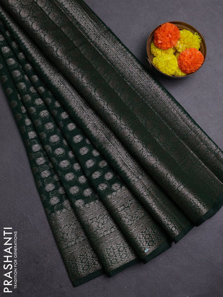 Bottle Green Semi Chiniya Silk Saree