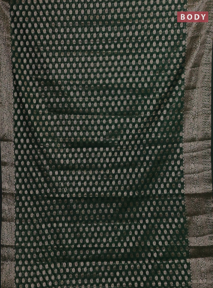 Bottle Green Semi Chiniya Silk Saree
