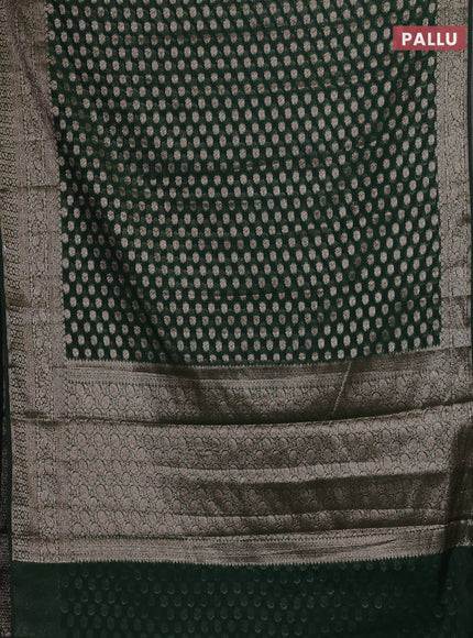 Bottle Green Semi Chiniya Silk Saree