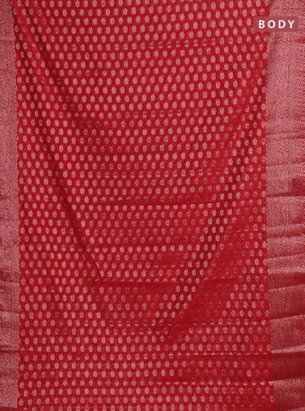 Red Semi Chiniya Silk Saree