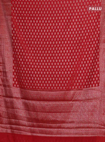 Red Semi Chiniya Silk Saree
