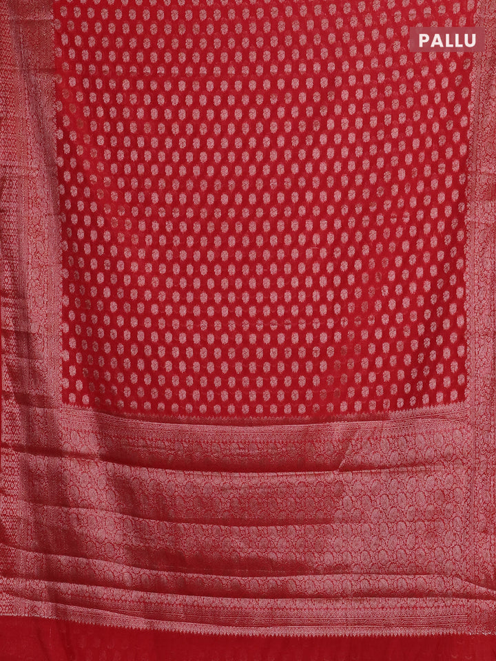 Red Semi Chiniya Silk Saree