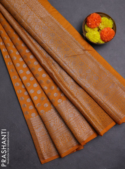 Mustard Yellow Semi Chiniya Silk Saree