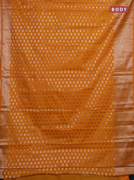 Mustard Yellow Semi Chiniya Silk Saree