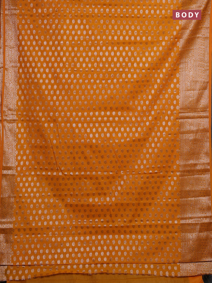 Mustard Yellow Semi Chiniya Silk Saree