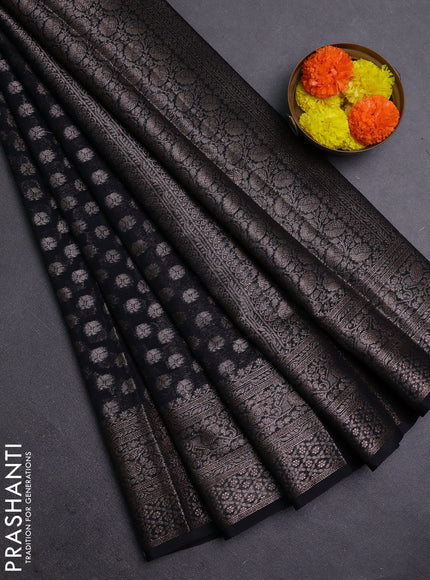 Black Semi Chiniya Silk Saree