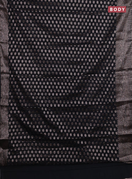 Black Semi Chiniya Silk Saree
