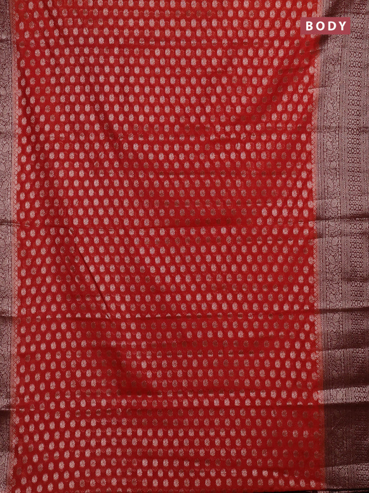 Rustic Orange & Maroon Semi Chiniya Silk Saree