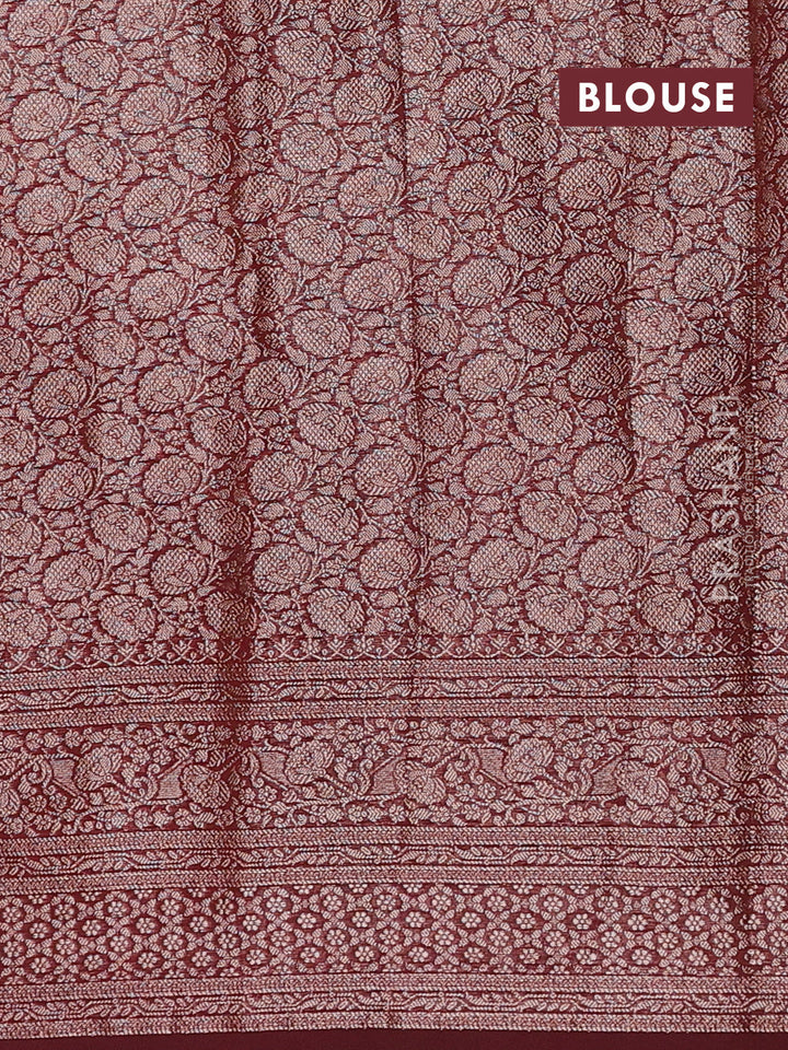 Rustic Orange & Maroon Semi Chiniya Silk Saree