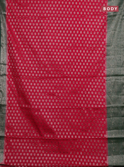 Red & Green Semi Chiniya Silk Saree