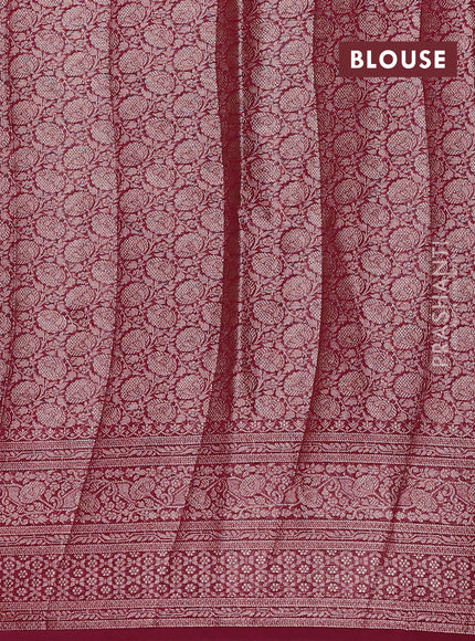 Peacock Blue & Maroon Semi Chiniya Silk Saree