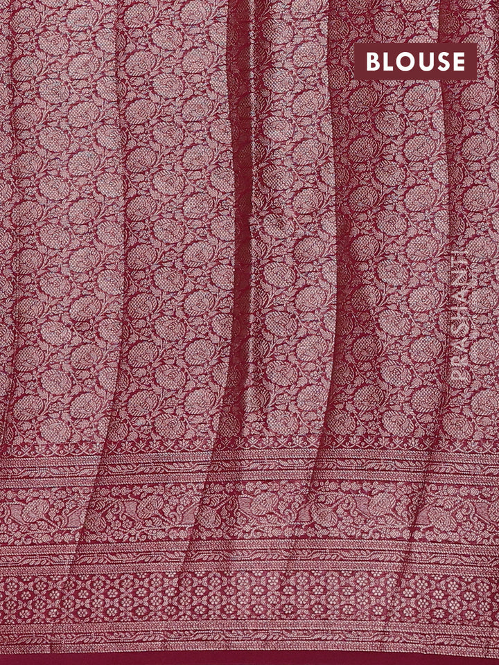 Peacock Blue & Maroon Semi Chiniya Silk Saree
