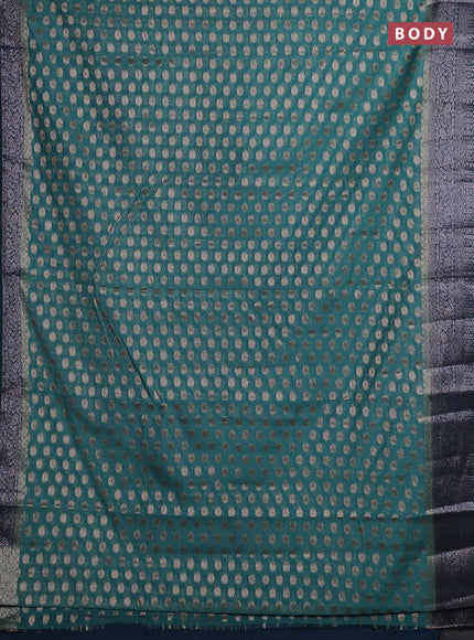 Pastel Green & Peacock Green Semi Chiniya Silk Saree