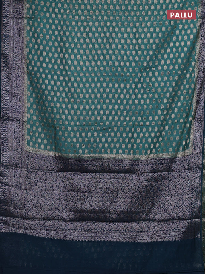 Pastel Green & Peacock Green Semi Chiniya Silk Saree