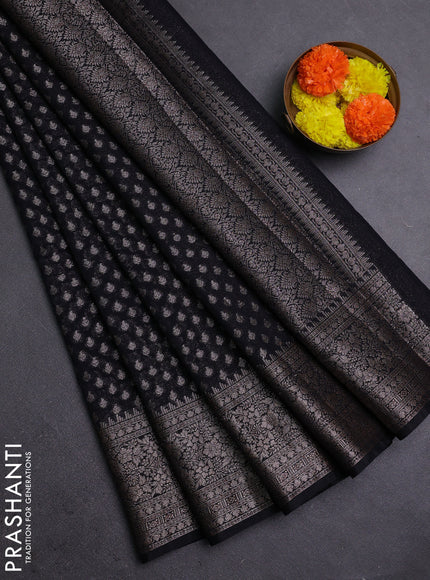 Black Semi Chiniya Silk Saree