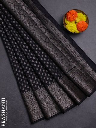 Black Semi Chiniya Silk Saree