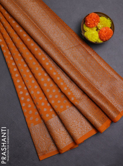 Mustard Yellow Semi Chiniya Silk Saree