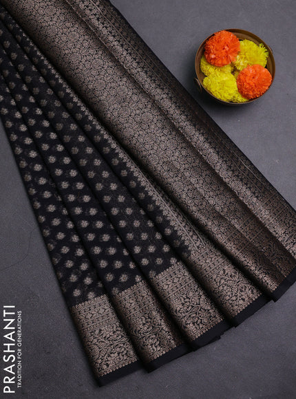 Black Semi Chiniya Silk Saree