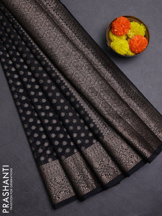 Black Semi Chiniya Silk Saree