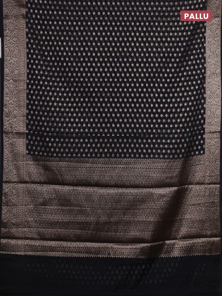 Black Semi Chiniya Silk Saree