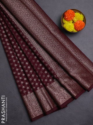 Wine Semi Chiniya Silk Saree