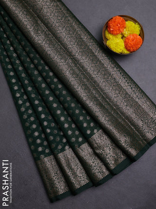 Bottle Green Semi Chiniya Silk Saree