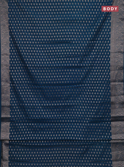 Peacock Blue Semi Chiniya Silk Saree
