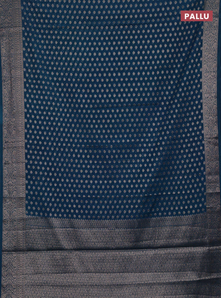 Peacock Blue Semi Chiniya Silk Saree