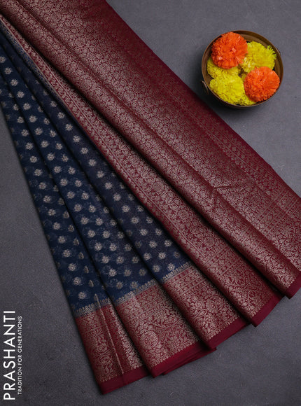 Peacock Green & Wine Semi Chiniya Silk Saree